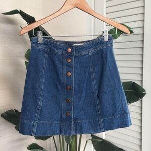 Snap button up jean skirt